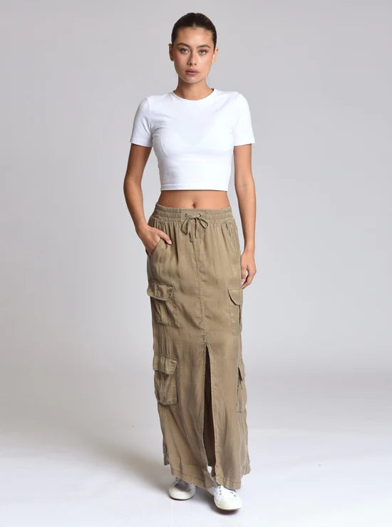 【NONCODE】Burnt Low Cargo Skirt Pants Phoenix Tencel Cargo Skirt - Burnt Olive | Sanctum Style
